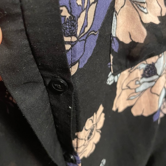 Semi sheer floral button down soft romantic long sleeve collared top blouse - Picture 4 of 6